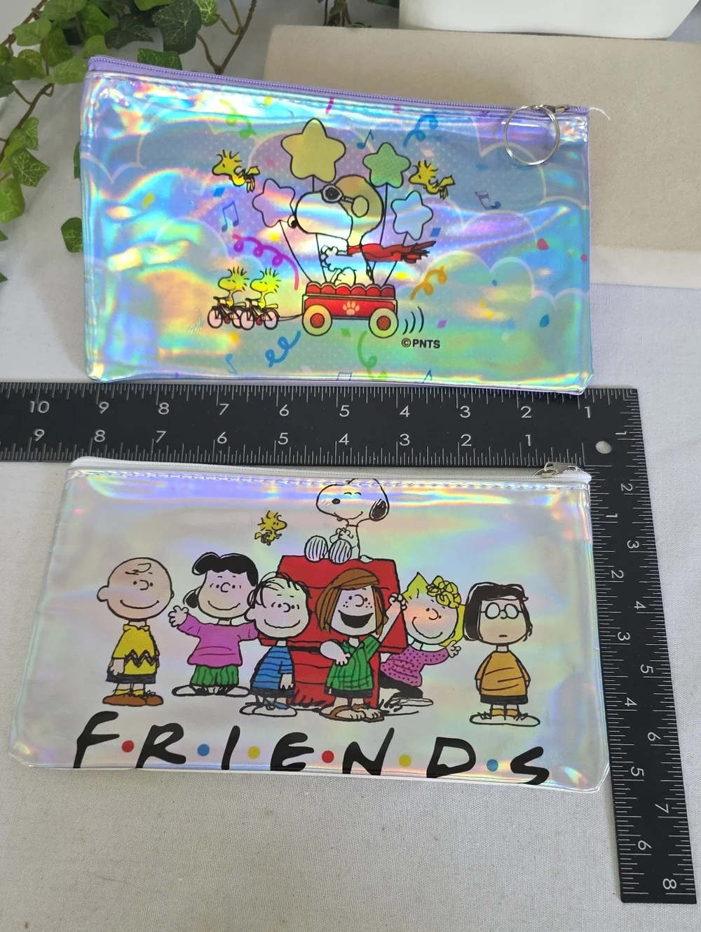 Peanuts Snoopy Holographic Cosmetic Bag Pencil Case Zipper Pouch Set